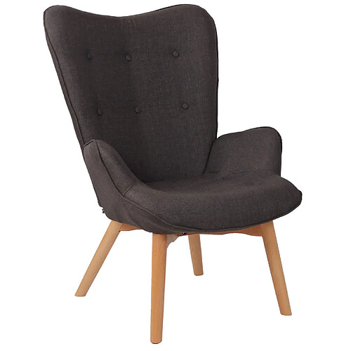 La Chaiserie Fauteuil Lounge Dana en Tissu I Chaise Fauteuil pour Salon Ou Salle A Manger I Piètement en Bois I Design Scandinave Gris Foncé