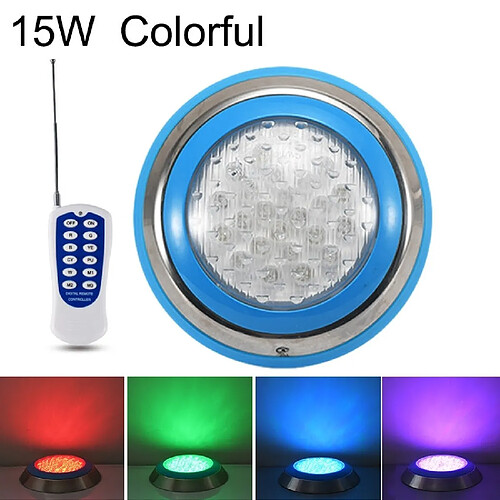 Wewoo Lumière sous-marine de paysage de de piscine en acier inoxydable de 15W LED colorée + télécommande