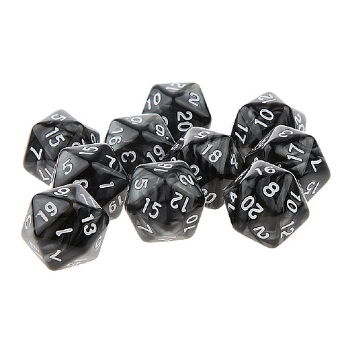 10pcs Vingt Faces De Dés D20 Jouer D & D Jeux Rpg Parti Dices Noir