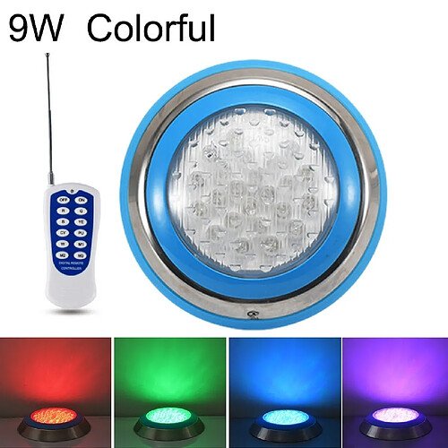 Wewoo Lumière sous-marine de paysage de de piscine murale en acier inoxydable 9W LED colorée + télécommande