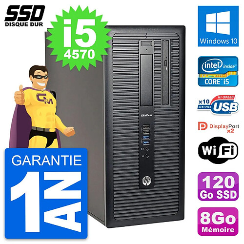 PC Tour HP EliteDesk 800 G1 Intel Core i5-4570 RAM 8Go SSD 120Go Windows 10 Wifi · Occasion