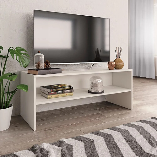 vidaXL Meuble TV Blanc 100x40x40 cm Bois d’ingénierie