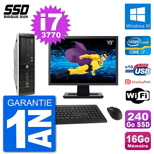 PC HP Compaq Pro 6300 SFF Ecran 19" i7-3770 RAM 16Go SSD 240Go Windows 10 Wifi · Occasion