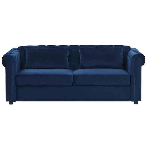 Beliani Canapé-lit CHESTERFIELD Bleu Velours