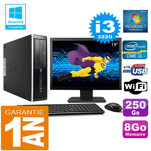 PC HP Compaq 8300 SFF Core I3-3220 Ram 8Go Disque 250 Go Wifi W7 Ecran 19" · Occasion