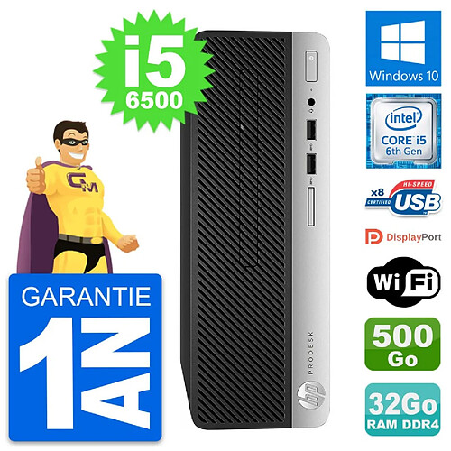 PC HP ProDesk 400 G4 SFF Intel i5-6500 RAM 32Go Disque Dur 500Go Windows 10 Wifi · Occasion