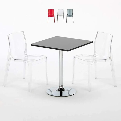 Grand Soleil Table carré et Ronde avec 2 chaises colo