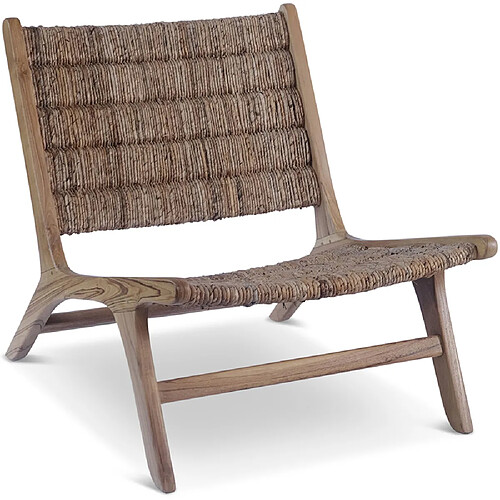 ICONIK INTERIOR Chaise lounge style Boho Bali en bois naturel et rotin - Prava Naturel