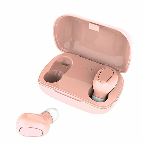 L21 Casque Compatible Bluetooth 5.0 In-Ear 3D Stéréo Surround Sound Écouteur Sans Fil Avec Boîtier Rose