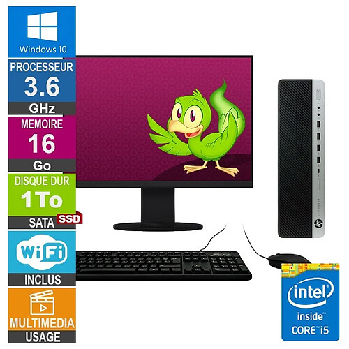 HP 800 G3 SFF i5-6500 3.60GHz 16Go/1To SSD Wifi W10 + Ecran 24 · Reconditionné