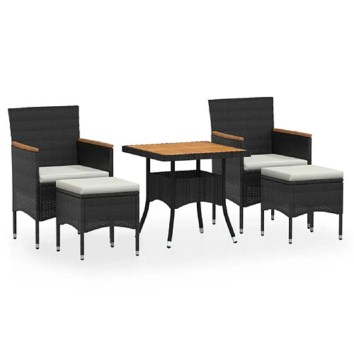 Maison Chic Ensemble de salle à manger de jardin 5 pcs,Table et chaises d'extérieur pour relax Résine tressée et acacia Noir -GKD647538