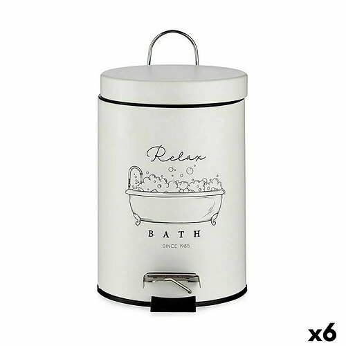 Berilo Poubelle à pédale Relax Bath Blanc Noir Acier Plastique 3 L (6 Unités)