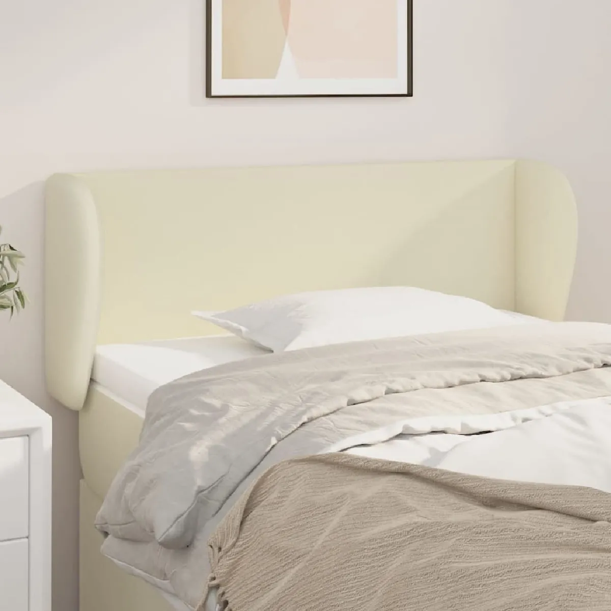 Maison Chic Tête de lit scandinave avec oreilles,meuble de chambre Crème 103x23x78/88 cm Similicuir -MN33800