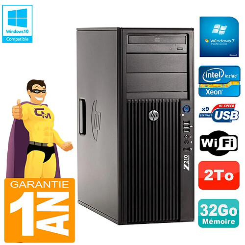 PC HP WorkStation Z210 Tour Xeon E3-1240 RAM 32Go 2To Graveur DVD Wifi W7 · Occasion