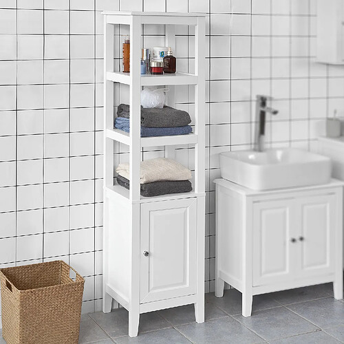 SoBuy FRG205-W Meuble Colonne de Salle de Bain Armoire Toilette haute Blanc