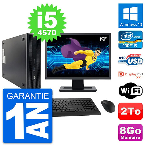 PC HP 600 G1 SFF Ecran 19" Intel Core i5-4570 RAM 8Go Disque 2To Windows 10 Wifi · Occasion