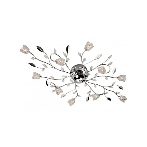 Luminaire Center Plafonnier 10 ampoules Cindy, chrome et verre