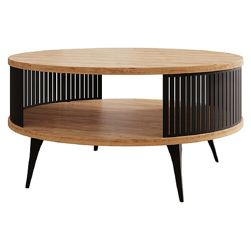 Bestmobilier Forini - table basse - chêne naturel et noir - 75 cm