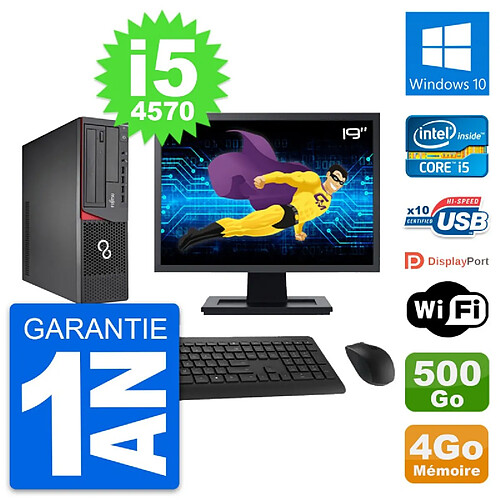 PC Fujitsu E720 DT Ecran 19" Intel i5-4570 RAM 4Go Disque 500Go Windows 10 Wifi · Occasion