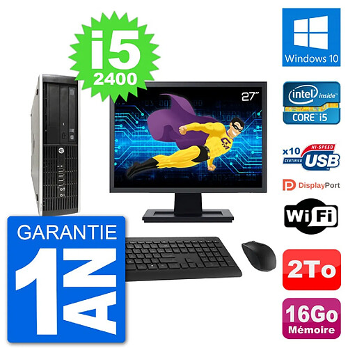 PC HP Compaq Pro 6300 SFF Ecran 27" i5-2400 RAM 16Go Disque 2To Windows 10 Wifi · Occasion