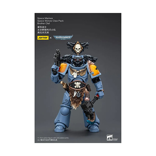 Joy Toy Warhammer 40k - Figurine 1/18 Space Marines Space Wolves Claw Pack Brother Olaf 12 cm