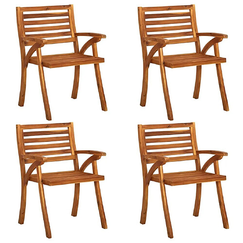 Maison Chic Lot de 4 Chaises de jardin,Fauteuil d'extérieur avec coussins Bois de teck solide -MN37921