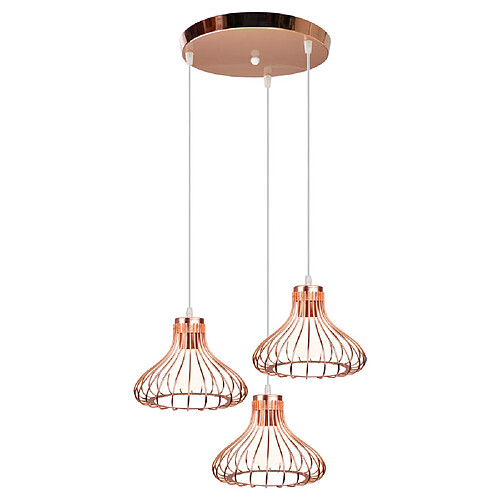 Stoex Métal Suspension Cage Industriel Vintage Métal Retro Antique Lustre Abat-Jour Luminaire Cage Edison Culot E27 Plafonnier Luminaire,Or rose