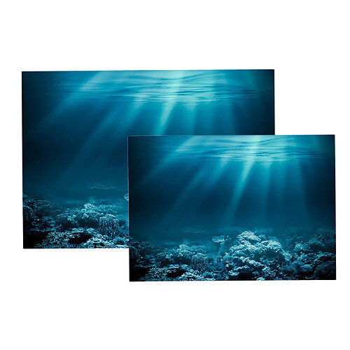 2 Pcs 3D Aquarium Fond Réservoir Toile De Fond Statique S'accrochent Papier Peint Autocollant S / M