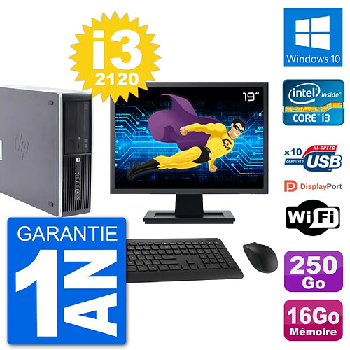 PC HP Compaq Pro 6300 SFF Ecran 19" Intel i3-2120 RAM 16Go 250Go Windows 10 Wifi · Occasion