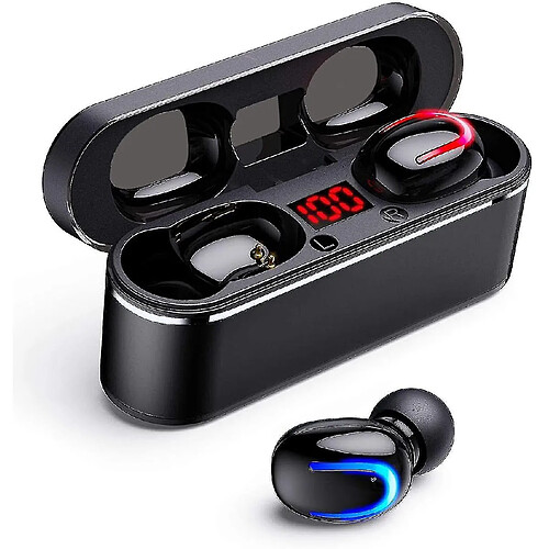 Universal Bouchons d'oreilles sans fil, casque Bluetooth 5.0, mini casque avec son stéréo dans l'oreille, micro intégré