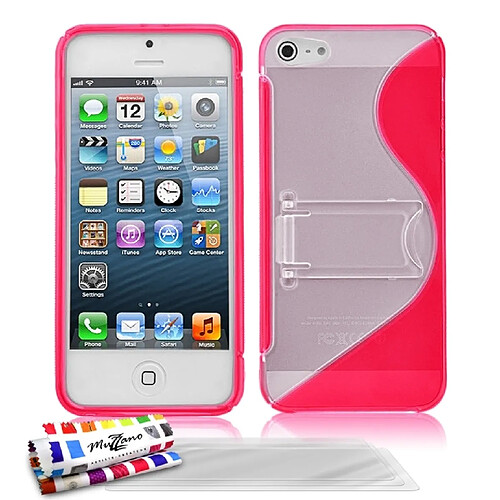 Muzzano Coque + 3 Films APPLE IPHONE 5S / IPHONE SE ""S Avec Pied"" Rose