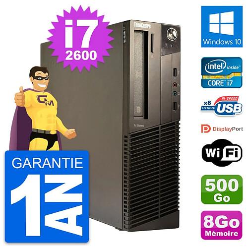 PC Lenovo ThinkCentre M82 SFF Intel i7-2600 RAM 8Go Disque 500Go Windows 10 Wifi · Occasion