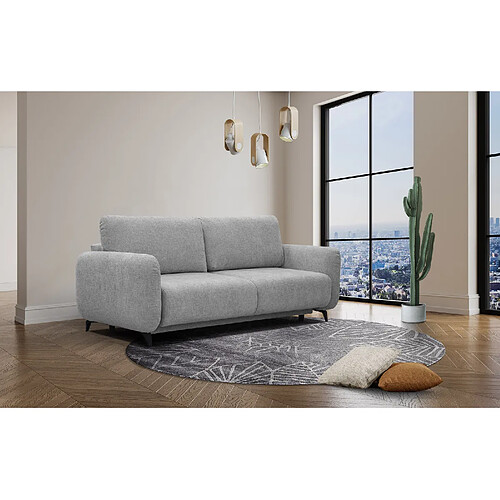 Courtois Laville Canapé convertible 3 places tissu gris clair - DRAKE