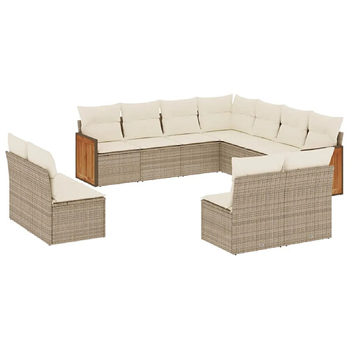 Maison Chic Salon de jardin 11 pcs avec coussins, Ensemble Tables et chaises d'extérieur beige résine tressée -GKD118122