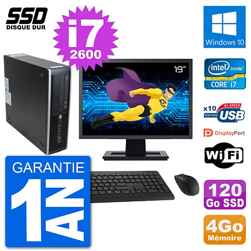 PC HP 8300 Elite SFF Ecran 19" Intel i7-2600 RAM 4Go SSD 120Go Windows 10 Wifi · Occasion