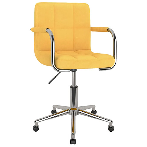 vidaXL Chaise pivotante de salle à manger Jaune moutarde Tissu