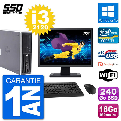 PC HP Compaq Pro 6300 SFF Ecran 22" i3-2120 RAM 16Go SSD 240Go Windows 10 Wifi · Occasion