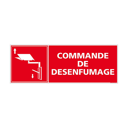 Signaletique Biz Panneau Commande de Désenfumage Incendie. Signalisation Incendie. Autocollant Commande de Désenfumage - 980 x 350 mm - Plastique PVC 1,5 mm - Plastique PVC 1,5 mm