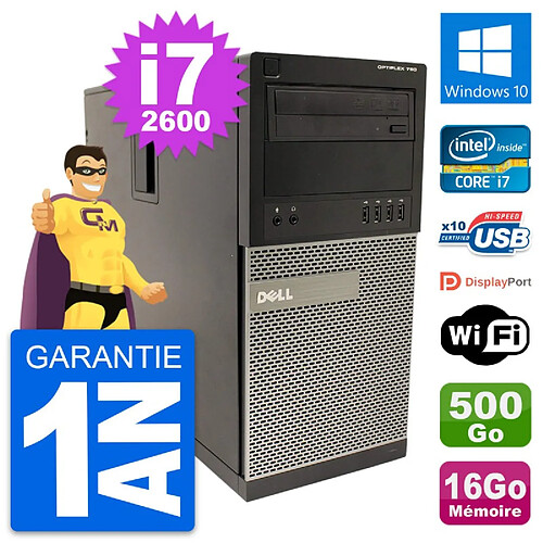 PC Tour Dell OptiPlex 790 MT Intel i7-2600 RAM 16Go Disque 500Go Windows 10 Wifi · Occasion