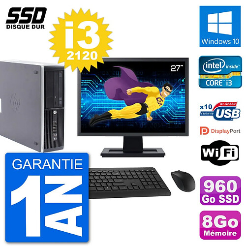 PC HP Compaq Pro 6300 SFF Ecran 27" i3-2120 RAM 8Go SSD 960Go Windows 10 Wifi · Occasion