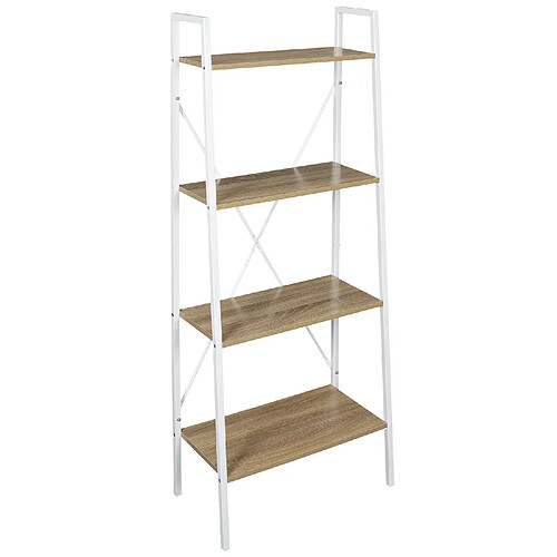 The Home Deco Factory Etagère large à 4 planches en bois et métal - L. 60 x H. 148 cm. - Blanc