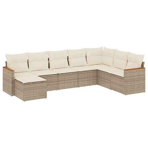 Maison Chic Salon de jardin avec coussins 8 pcs | Ensemble de Table et chaises | Mobilier d'Extérieur beige résine tressée -GKD18053