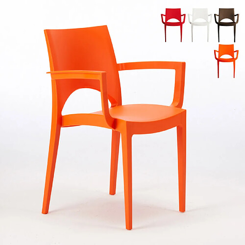 24 Chaises Paris Arm Grand Soleil accoudoirs polypropylène offre stock, Couleur: Orange