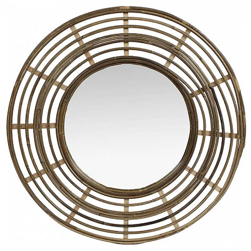 L'Héritier Du Temps Miroir Tendance en Rotin Grande Glace Décorative Ronde Design 3x54,5x54,5cm