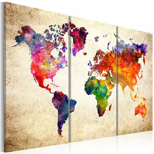 Paris Prix Tableau Imprimé The World's Map in Watercolor 80 x 120 cm