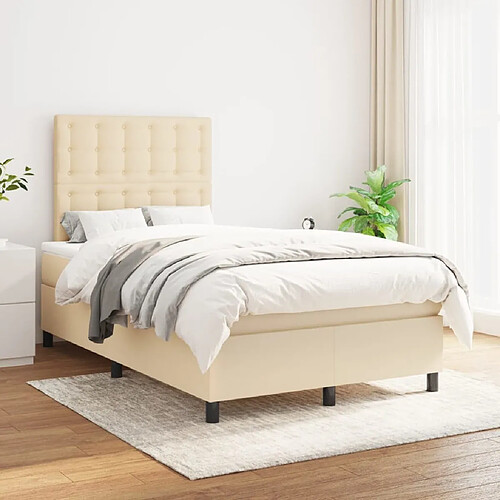 Maison Chic Lit Adulte - Lit simple Lit à sommier tapissier avec matelas moelleux - Meuble de Chambre - Crème 120x200 cm Tissu -MN64593