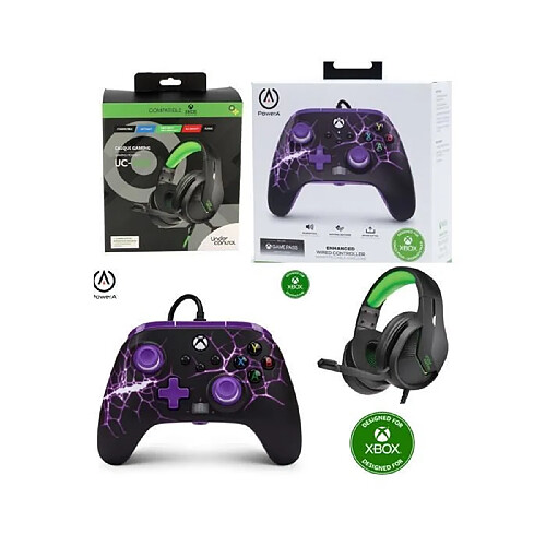 Power A Casque Gamer PRO UC40 VERT GAMER XBOX ONE/S/X/PC + Manette XBOX ONE-S-X-PC Officielle Edition Purple Magma