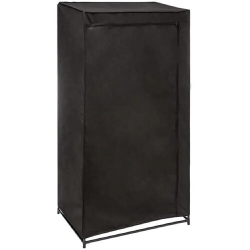 Pegane Armoire de rangement avec 1 penderie non tissé coloris noir - Longueur 70 x Profondeur 46 x Hauteur 148 cm