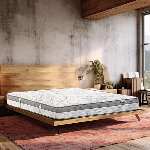 LUXURY LITERIE Matelas 140x200 cm, Timeless, 26cm, mousse mémoire de forme, ferme, indépendance du couchage, face été/hiver