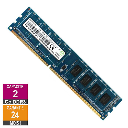 Barrette Mémoire 2Go RAM DDR3 Ramaxel RMR5030ED58E8W-1600 PC3-12800U 1600MHz 1Rx8 · Reconditionné